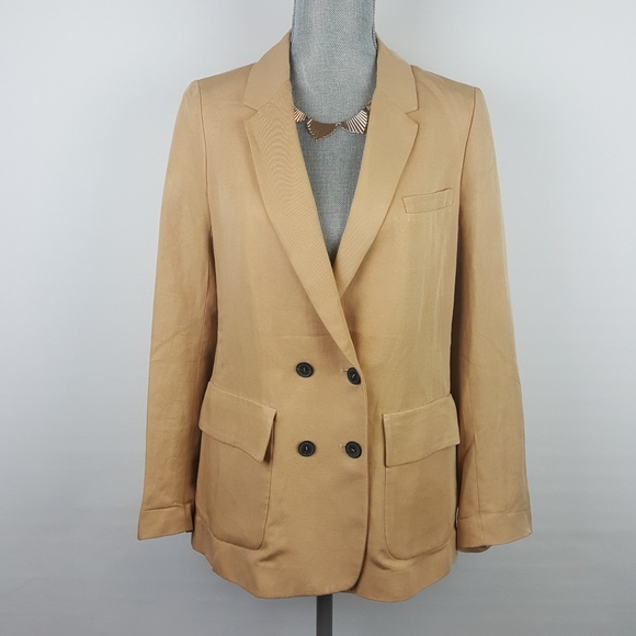 Zara Jackets & Blazers - Zara Woman Linen Tan Double-Breasted Jacket-Size M